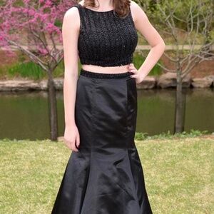 Black Sherri Hill 2-Piece Prom Dress